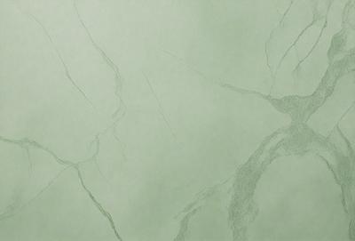 The primary subject of the image is a green marble wall. The setting is a room with a marble wall, and the visual style is a close-up of the marble wall. The colors and mood of the image are predominantly green, giving it a natural and serene atmosphere.