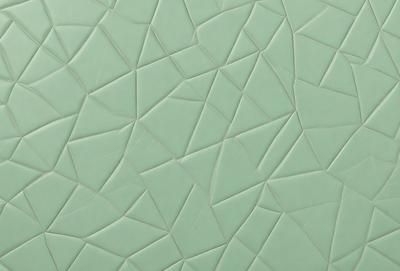 The primary subject of the image is a close-up of a green, textured wall. The setting is indoors, with the wall being the main focus of the scene. The visual style appears to be a combination of a photo and a digital art, illustration, or drawing. The dominant colors are green and white, creating a calm and soothing atmosphere.