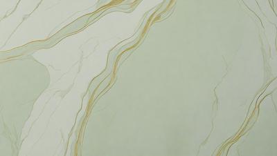 The primary subject of the image is a marble wall with a green tint. The setting is a room with a white background. The visual style is a photo of the marble wall. The dominant colors are green and white, creating a calm and sophisticated atmosphere.