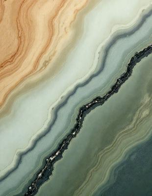 The primary subject of the image is a marbled stone, which is the main object, scene, or focus of the image. The setting/background features a marbled stone surface, which is the environment, backdrop, or surface visible in the image. The visual style of the image is a photo, as it is a real-life representation of the marbled stone. The colors and mood of the image are predominantly blue and gray, creating a calm and serene atmosphere.