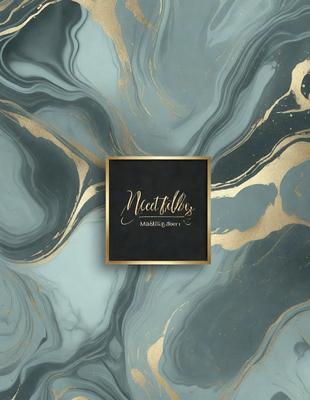 The primary subject of the image is a black and gold box with the words "needfully yours" written on it. The box is placed on a blue and gold marbled surface, which serves as the setting and background of the image. The visual style of the image is a combination of photo and digital art, creating a unique and eye-catching presentation. The colors and mood of the image are predominantly gold and blue, giving it a luxurious and elegant appearance.