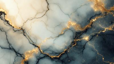 The primary subject of the image is a marble-like surface with a gold-like hue. The setting is a dark room, and the visual style appears to be a combination of a photo and digital art. The colors and mood of the image are predominantly dark, with the gold-like hue adding a touch of warmth and sophistication.