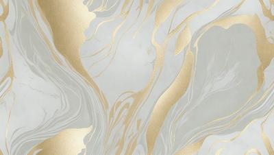 The primary subject of the image is a marble wall with a gold and white pattern. The setting is a room with a marble floor. The visual style is a combination of digital art and illustration, creating a unique and intricate design. The dominant colors are gold, white, and gray, giving the wall a luxurious and elegant appearance.