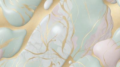 The primary subject of the image is a marble-like surface with a gold and white color scheme. The setting is a bathroom, with the marble-like surface being the main focus of the image. The visual style is a combination of digital art and illustration, creating a unique and intricate design. The colors and mood of the image are elegant and sophisticated, with the gold and white tones evoking a sense of luxury and refinement.