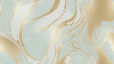 The primary subject of the image is a patterned wallpaper with a gold and white color scheme. The setting is a room with a white background, and the visual style appears to be a combination of a photo and a digital art or illustration. The dominant colors are gold and white, creating a warm and elegant atmosphere.