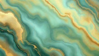 The primary subject of the image is a blue and green swirling pattern, which appears to be a painting or a digital artwork. The setting is a blue and green ocean, with a yellow and blue swirl pattern on the surface. The visual style is a combination of painting and digital art, creating a unique and vibrant atmosphere. The colors and mood of the image are predominantly blue, green, and yellow, with a sense of movement and energy.