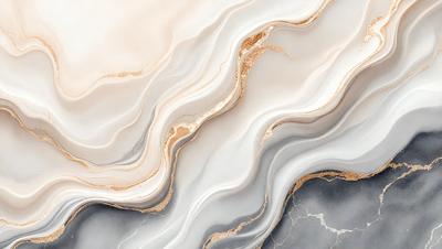 The primary subject of the image is a marble-like texture, which appears to be a combination of white, gold, and brown colors. The setting is a white and gold marble-like surface, which serves as the background. The visual style of the image is a close-up of the marble-like texture, showcasing its intricate patterns and textures. The colors and mood of the image are warm and inviting, with the gold and brown tones adding a sense of luxury and sophistication