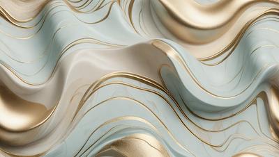 The primary subject of the image is a marble-like pattern with gold and white colors. The setting is a white and gold marble-like surface, which serves as the background. The visual style is a combination of digital art and illustration, creating a unique and intricate design. The colors and mood of the image are predominantly gold and white, giving it a luxurious and elegant appearance.
