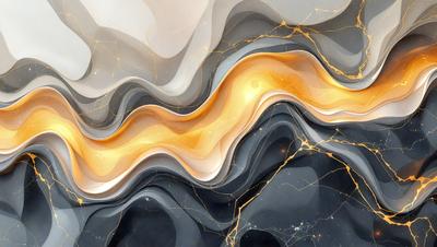 The primary subject of the image is a colorful, abstract design that resembles a painting or a digital artwork. The setting is a black background, which contrasts with the vibrant colors of the design. The visual style is a combination of photo and digital art, creating a unique and eye-catching piece. The dominant colors are yellow, orange, and black, giving the design a bold and lively appearance.