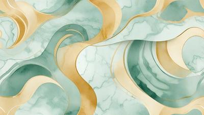 The primary subject of the image is a marble-like pattern with gold and blue colors. The setting is a wall, and the visual style appears to be a combination of digital art and illustration. The dominant colors are gold and blue, creating a sense of elegance and sophistication.