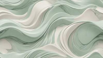 The primary subject of the image is a large, white, and green sculpture or artwork. The setting is a white background, which provides a clean and minimalist appearance. The visual style is a combination of digital art and illustration, creating a unique and intricate design. The colors and mood of the image are predominantly white and green, giving it a clean, fresh, and soothing atmosphere.