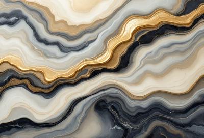 The primary subject of the image is a marble tile with a unique and intricate pattern. The setting is a wall, and the visual style is a close-up of the tile. The colors and mood of the image are predominantly black and white, giving it a classic and elegant appearance.