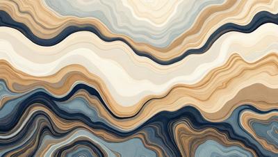 The primary subject of the image is a blue and white patterned wallpaper. The setting is a room with a blue and white color scheme. The visual style is a digital art or illustration, creating a unique and artistic design. The colors and mood of the image are predominantly blue and white, giving it a calm and soothing atmosphere.