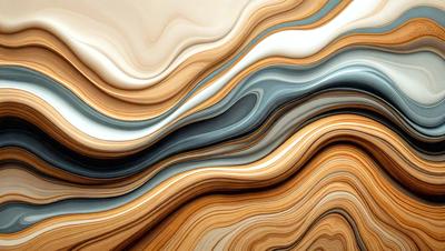 The primary subject of the image is a colorful, swirling pattern of wood grain. The setting is a white wall, which serves as a clean and uncluttered backdrop for the pattern. The visual style is a combination of photo and digital art, creating a unique and eye-catching design. The dominant colors are brown and white, with the brown representing the wood grain and the white providing a contrasting background. The overall atmosphere is one of creativity and artistic expression.