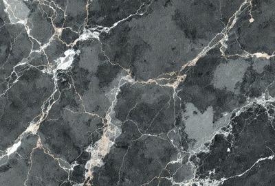 The primary subject of the image is a marble wall with a pattern of swirls and a black and white color scheme. The setting is a room with a black and white marble floor. The visual style is a close-up of the marble wall, showcasing its intricate design. The colors and mood of the image are elegant and sophisticated, with the black and white marble creating a timeless and classic atmosphere.