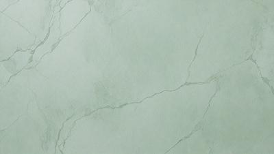 The primary subject of the image is a white marble wall with a green tint. The setting is a room with a green tiled wall, and the visual style is a photo. The colors and mood of the image are predominantly green, giving it a calm and serene atmosphere.