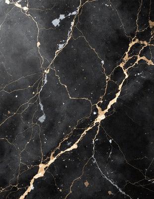 The primary subject of the image is a marble wall with a gold-colored pattern. The setting is a black and gold marble wall, which serves as the background. The visual style is a close-up of the marble wall, showcasing its intricate design. The colors and mood of the image are predominantly black and gold, creating a luxurious and elegant atmosphere.