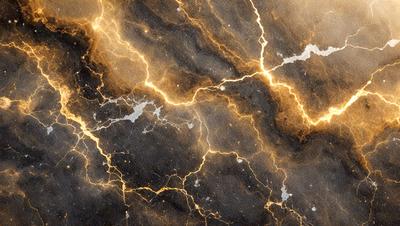 The primary subject of the image is a close-up of a marble surface with a yellowish glow. The setting is a dark room, and the visual style appears to be a combination of a photo and digital art. The dominant colors are yellow and brown, creating a warm and inviting atmosphere.