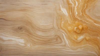 The primary subject of the image is a wooden table with a patterned surface. The setting is a room with a wooden floor. The visual style is a close-up of the wooden table, showcasing the intricate pattern on its surface. The colors and mood of the image are warm and inviting, with the wooden table and floor creating a cozy and natural atmosphere.