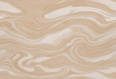 The primary subject of the image is a wall with a patterned design. The setting is a room with a white background. The visual style is a combination of a photo and a digital art, creating a unique and intricate pattern. The dominant colors are brown and white, giving the wall a warm and elegant appearance.