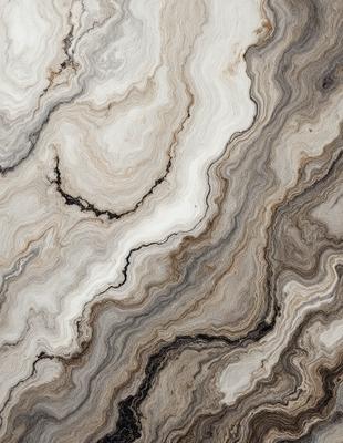 The image features a marble-like surface with a pattern of swirls and creases. The primary subject is the marble, which is the main object, scene, or focus of the image. The setting is a natural environment, with the marble being the primary background. The visual style is a close-up of the marble, showcasing its intricate patterns and textures. The colors and mood of the image are predominantly earthy tones, giving it a natural and timeless appearance.