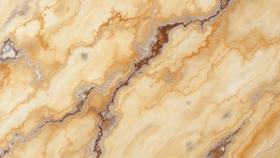 The primary subject of the image is a marble wall with a yellow and brown color scheme. The setting is a room with a stone wall, and the visual style is a painting or drawing. The colors and mood of the image are warm and earthy, creating a sense of natural beauty and texture.