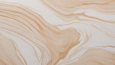 The primary subject of the image is a brown and white marbled wallpaper. The setting is a room with a white background, and the visual style appears to be a combination of a photo and a drawing. The colors and mood of the image are predominantly brown and white, creating a warm and earthy atmosphere.