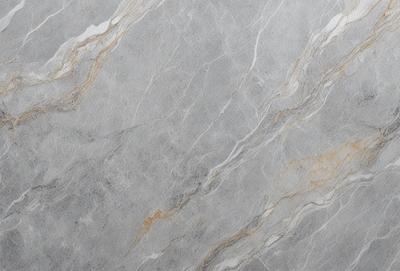 The primary subject of the image is a marble wall with a patterned texture. The setting is a room with a grey marble wall as the main focus. The visual style is a close-up of the marble wall, showcasing its intricate pattern. The colors and mood of the image are predominantly grey, giving it a sophisticated and elegant appearance.