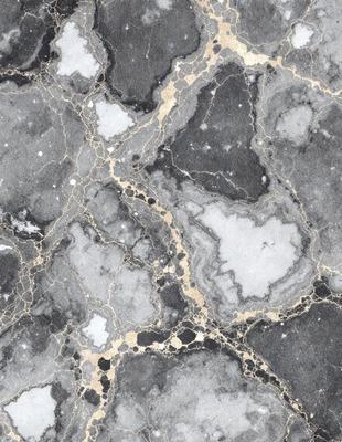 The primary subject of the image is a close-up of a marble wall with a gold-colored pattern. The setting is a stone wall, and the visual style appears to be a photo. The dominant colors are black, white, and gold, creating a sophisticated and elegant atmosphere.