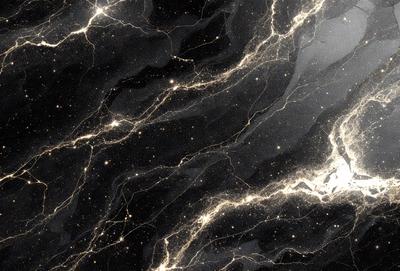The primary subject of the image is a black and white photograph of a galaxy. The setting is a dark background, which contrasts with the bright stars and nebulae. The visual style is a combination of a photo and digital art, creating a unique and captivating representation of the galaxy. The colors and mood of the image are predominantly dark and moody, with the bright stars and nebulae providing a contrasting element of light and beauty.
