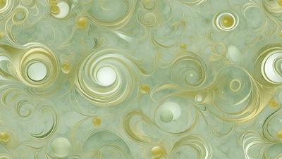 The primary subject of the image is a green and yellow swirling pattern, which appears to be a digital art or illustration. The setting is a marble surface, and the visual style is a combination of digital art and illustration. The dominant colors in the image are green and yellow, creating a lively and vibrant atmosphere.