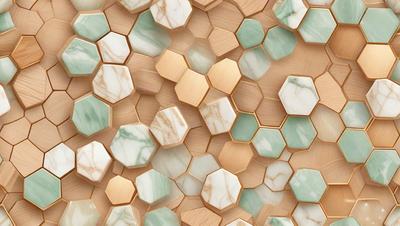 The primary subject of the image is a marble-like pattern, which is a combination of wood and marble. The setting is a wall, and the visual style is a close-up of the pattern. The colors and mood of the image are predominantly white and neutral, giving it a clean and elegant appearance.