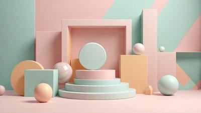 The primary subject of the image is a collection of variously colored balls, including a large white ball, placed on a pink surface. The setting appears to be a studio or a workspace, as there are multiple balls and a variety of colors. The visual style of the image is a combination of photo and digital art, creating a unique and eye-catching display. The colors and mood of the image are predominantly pink and vibrant, giving the scene a cheerful and lively atmosphere.