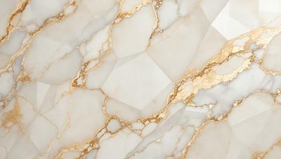 The primary subject of the image is a marble wall with a gold-colored pattern. The setting is a room with a white marble surface. The visual style is a close-up of the marble wall, showcasing the intricate gold pattern. The colors and mood of the image are predominantly white and gold, creating a luxurious and elegant atmosphere.