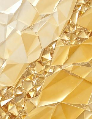 The primary subject of the image is a gold-colored pattern or texture, which is the main focus of the image. The setting or background consists of a gold-colored surface, possibly a wall or a piece of artwork. The visual style of the image is a close-up of the gold pattern, which gives it a detailed and intricate appearance. The colors and mood of the image are predominantly gold and warm, creating a sense of luxury and sophistication.