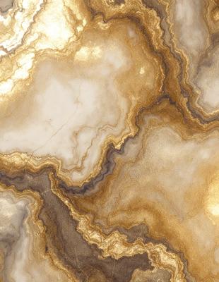 The primary subject of the image is a marble-like surface with a gold-like color. The setting is a close-up of the marble, showcasing its unique texture and pattern. The visual style is a close-up of the marble, which gives it a realistic and natural appearance. The colors and mood of the image are warm and inviting, with the gold-like color adding a touch of luxury and sophistication.
