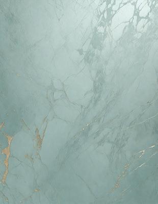 The primary subject of the image is a blue marble wall with a pattern of white and gold streaks. The setting is a bathroom, and the visual style is a photo. The dominant colors are blue, white, and gold, creating a serene and elegant atmosphere.
