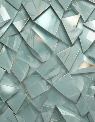 The primary subject of the image is a large, intricate tile wall with a blue and white color scheme. The setting is a room with a marble-like surface, giving the impression of a luxurious and elegant environment. The visual style is a combination of digital art and illustration, creating a unique and captivating design. The colors and mood of the image are predominantly blue and white, which evoke a sense of calmness and sophistication.