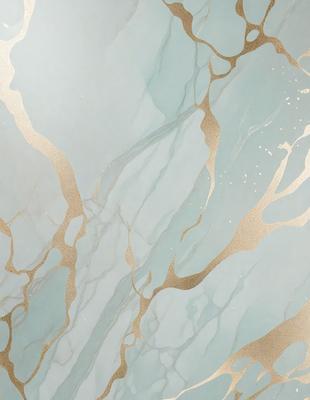 The primary subject of the image is a marble-like wall with a blue and gold color scheme. The setting is a bathroom, and the visual style is a combination of a photo and digital art. The dominant colors are blue and gold, creating a luxurious and elegant atmosphere.