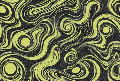 The primary subject of the image is a yellow and black swirling pattern, which appears to be a digital art or illustration. The setting is a black and yellow background, creating a visually striking contrast. The visual style suggests that the image is a creative and artistic representation of a swirling pattern. The dominant colors are yellow and black, giving the image a bold and vibrant atmosphere.