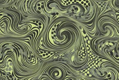 The primary subject of the image is a green and black swirling pattern, which appears to be a digital art or illustration. The setting is a green background, and the visual style is a combination of digital art and illustration. The dominant colors are green and black, creating a vibrant and dynamic atmosphere.