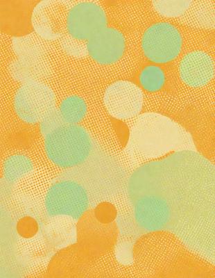The primary subject of the image is a pattern of circles, which are green and yellow in color. The setting is a yellow background, and the visual style appears to be a combination of digital art and illustration. The dominant colors and overall atmosphere of the image are bright and cheerful, with the green and yellow circles creating a lively and vibrant pattern.
