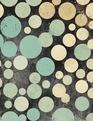 The primary subject of the image is a pattern of circles, which are arranged in a visually appealing manner. The setting is a black and white background, which adds a sense of depth and contrast to the scene. The visual style of the image is a combination of digital art and illustration, creating a unique and eye-catching design. The dominant colors in the image are black, white, and various shades of green, which contribute to a calm and soothing atmosphere.