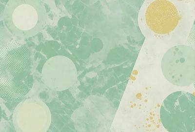 The primary subject of the image is a green marble wall with a pattern of circles on it. The setting is a room with a green marble wall, and the visual style is a combination of a photo and digital art. The dominant colors are green and white, creating a calm and soothing atmosphere.