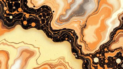 The primary subject of the image is a painting featuring a black and orange color scheme. The setting is a canvas, and the visual style appears to be a combination of digital art and illustration. The dominant colors are black and orange, creating a bold and striking atmosphere.