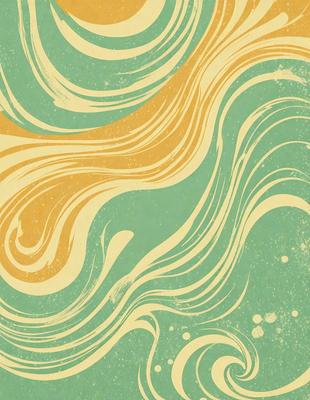 The primary subject of the image is a pattern of waves, which is the main object, scene, or focus of the image. The setting or background is a green and yellow color scheme, which gives the image a vibrant and lively atmosphere. The visual style of the image is a combination of digital art and illustration, creating a unique and eye-catching design. The colors and mood of the image are energetic and dynamic, with the green and yellow hues evoking a sense of movement and flow.