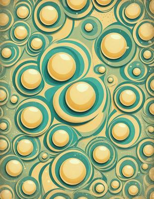 The primary subject of the image is a pattern of bubbles, which are the main objects in the scene. The setting is a blue and yellow background, creating a vibrant and lively atmosphere. The visual style is a combination of digital art and illustration, with the bubbles being the focal point of the image. The colors and mood convey a sense of energy and movement, as the bubbles are depicted in various shapes and sizes, creating a dynamic and engaging scene.