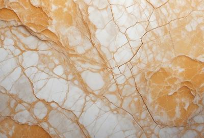 The primary subject of the image is a close-up of a marble wall with a cracked texture. The setting is a stone wall, and the visual style is a photo. The dominant colors are brown and white, with the brown representing the marble and the white representing the cracked texture. The overall atmosphere is one of natural beauty and texture.
