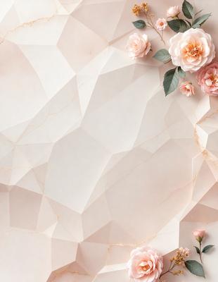 The primary subject of the image is a wall with a pattern of triangles. The setting is a room with a pink background. The visual style is a combination of photo and digital art, creating a unique and artistic appearance. The dominant colors are pink and white, giving the wall a soft and elegant appearance.
