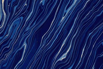 The primary subject of the image is a blue and white striped pattern. The setting is a blue background, and the visual style appears to be a digital art or illustration. The dominant colors are blue and white, creating a calm and soothing atmosphere.